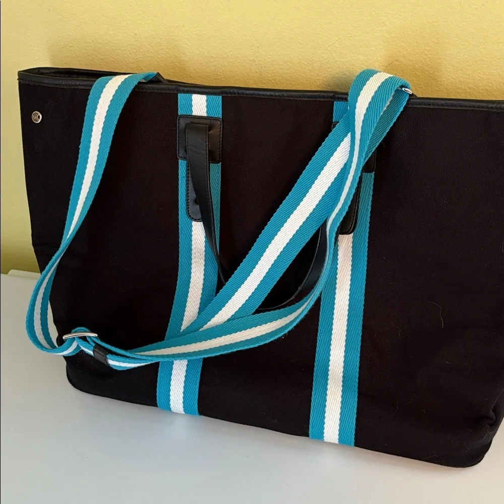 Talbots Large Black Cotton Canvas Open-Top Tote